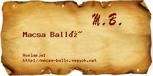 Macsa Balló névjegykártya